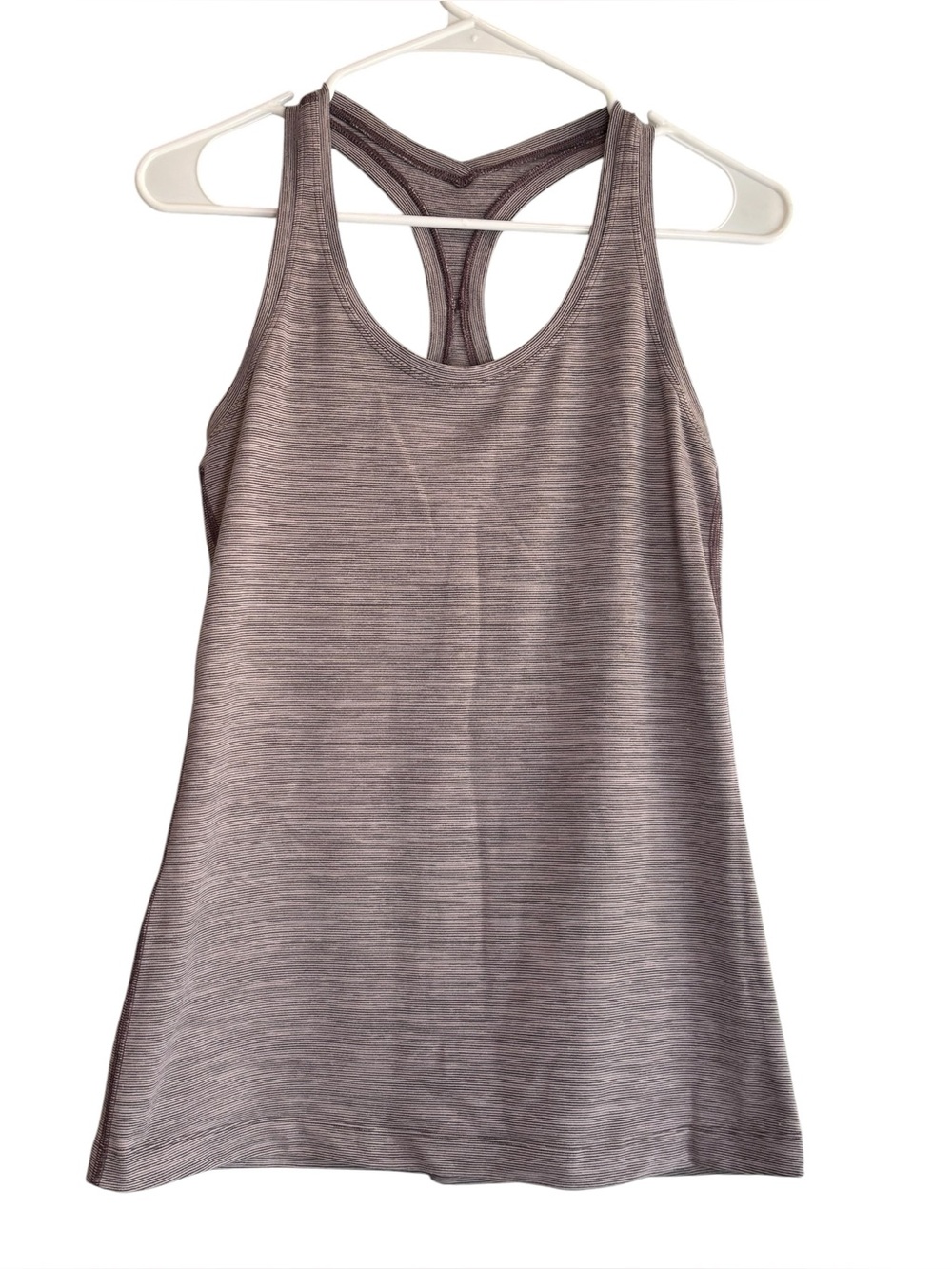 Lululemon Racerback Tank Top Gray Mauve Striped Athletic Yoga Top Size 4